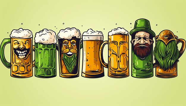 Des tasses de bière pour la journée de St Patrick.