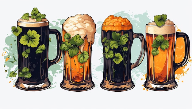 Des tasses de bière pour la journée de St Patrick.