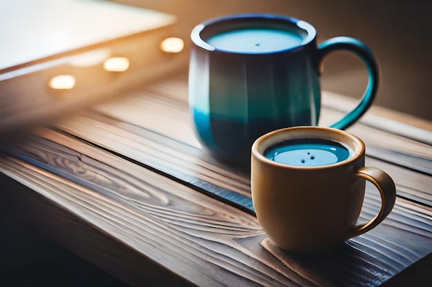 Tasses de café avec une tasse de café sur une table