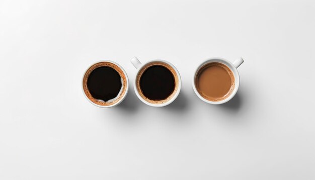 Des tasses de café turc colorées sur un studio blanc Style minimal avec espace de copie