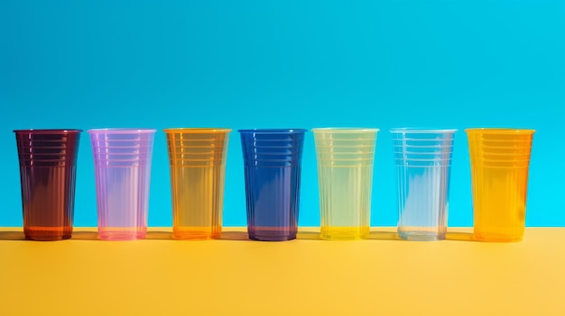 Des tasses en plastique colorées