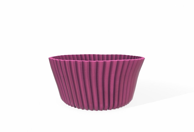 Tasses en silicone cupcake colorées roses sur fond blanc rendu 3d