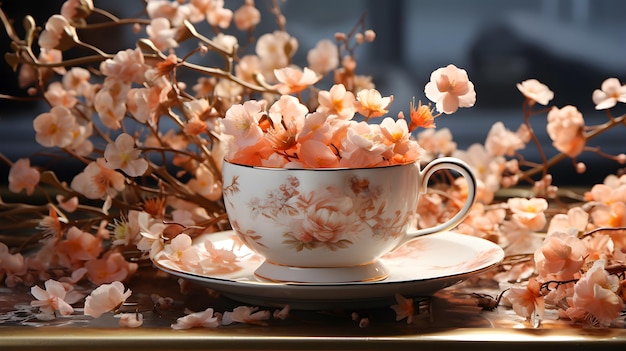 Les tasses de thé en pleine floraison capturent l'essence de l'été