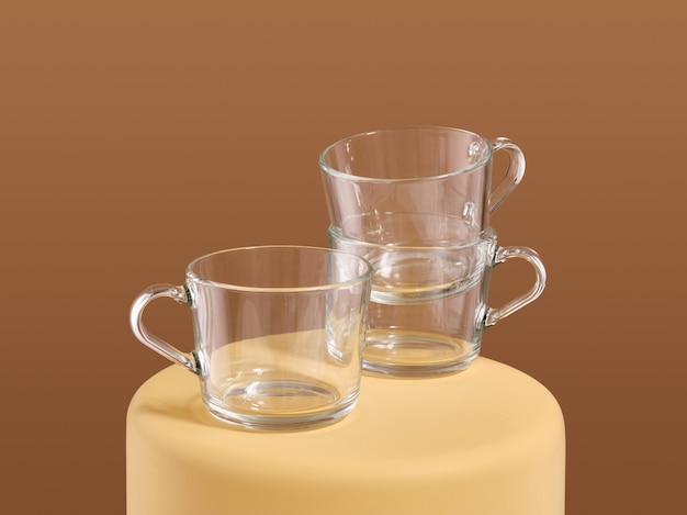 Photo des tasses de verre vides pour diverses boissons des vaisselles élégantes