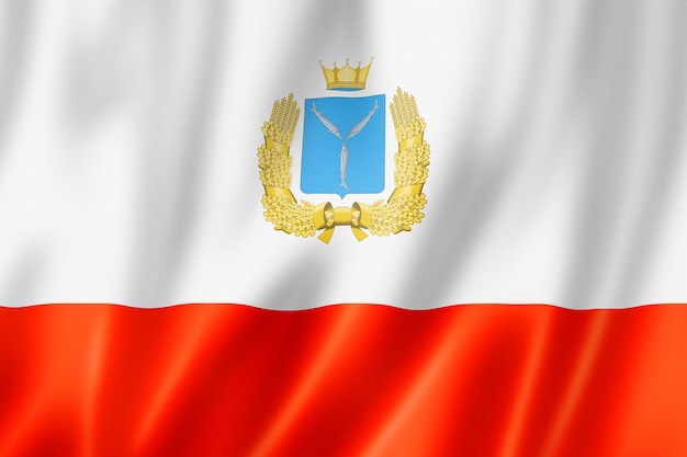 État de Saratov - Oblast - drapeau, Russie agitant la collection de bannières. Illustration 3D