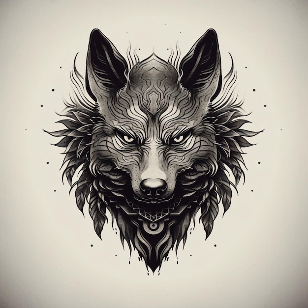 Photo un tatouage de loup avec un dessin géométrique