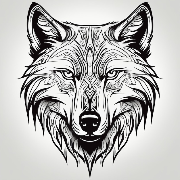 Tatouage de loup tribal majestueux