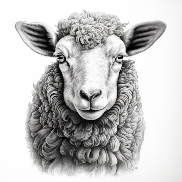 Un tatouage réaliste d'un portrait de mouton noir et blanc