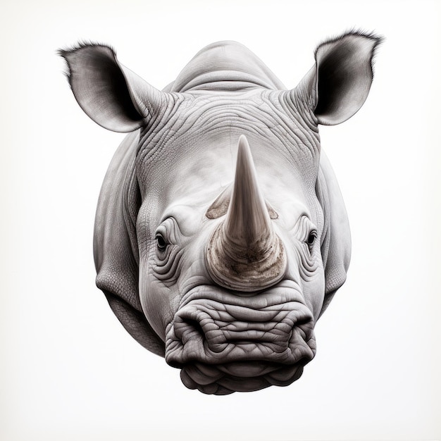 Photo un tatouage réaliste de portrait de rhinocéros en 3d sur fond blanc