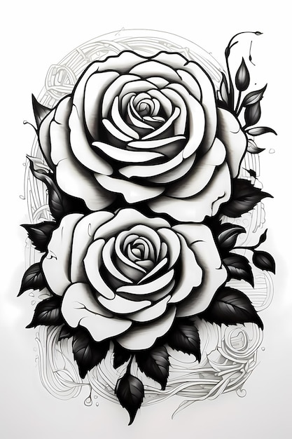 Photo un tatouage de rose monochrome