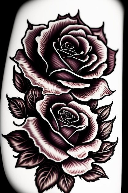 Un tatouage de roses sur une surface blanche.