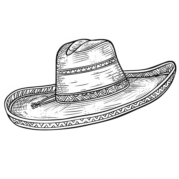 tatouage traditionnel en ligne noire avec un sombrero mexicain