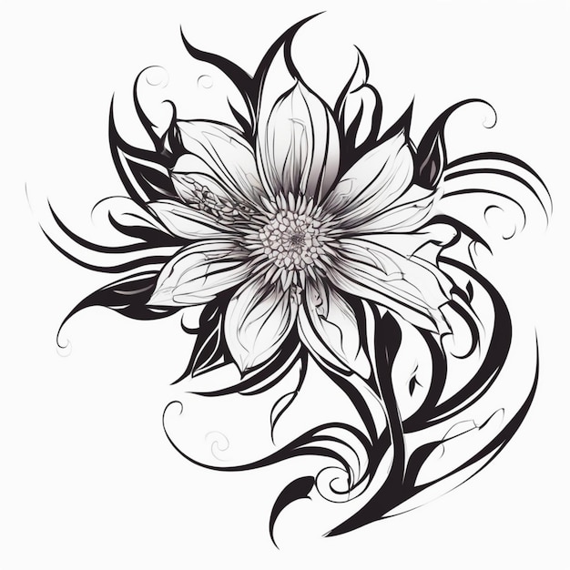 Photo tatouage tribal de fleurs