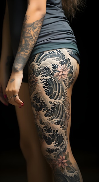 tatouer une femme 20th Century Wave Tattoo Okinawa