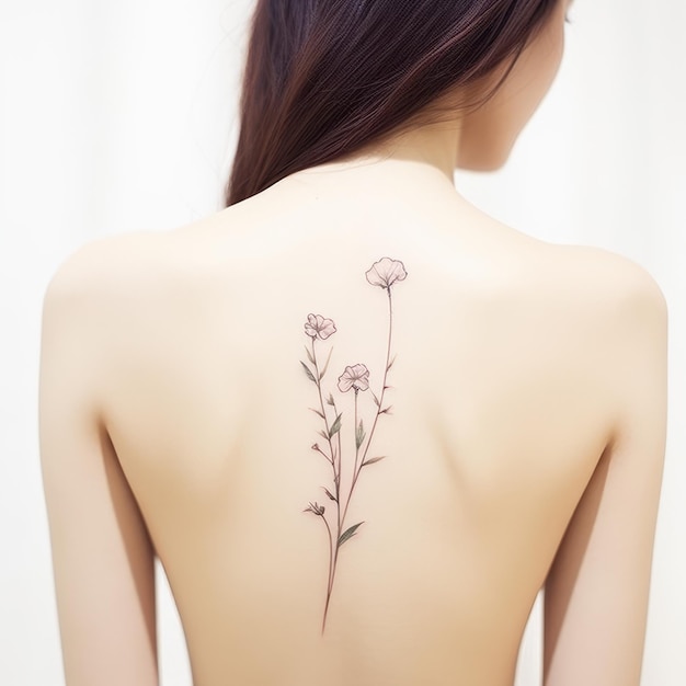 Tattoo de fleur méticuleux couleur marron clair beige pourpre gris imprimé