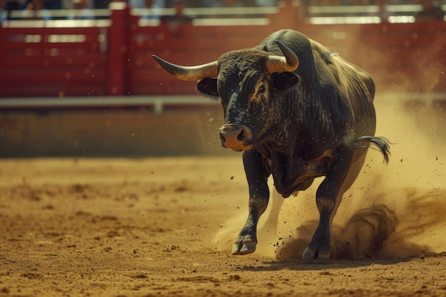 Photo le taureau qui court pendant une corrida à madrid plaza de toros de las ventas espagne