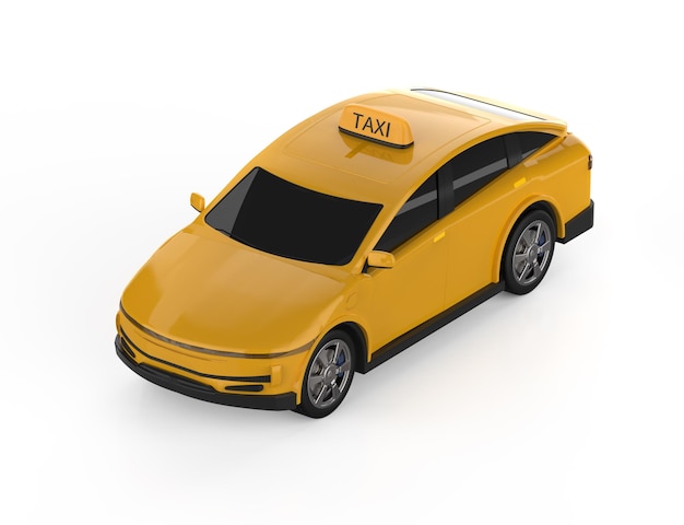 Taxi ev jaune ou véhicule électrique sur fond blanc