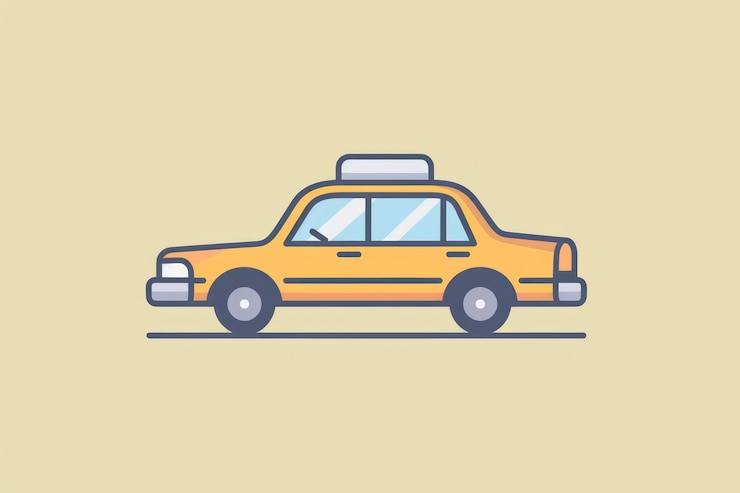 Photo un taxi jaune avec le haut en bas dessiné dessus