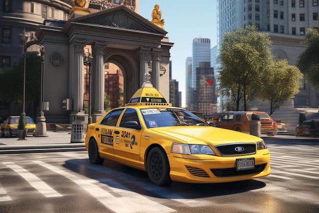 Photo un taxi jaune avec le numéro de plaque d'immatriculation 56982