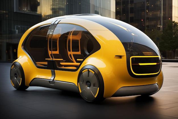 Taxi passager futuriste garé dans une rue urbaine Generative AI