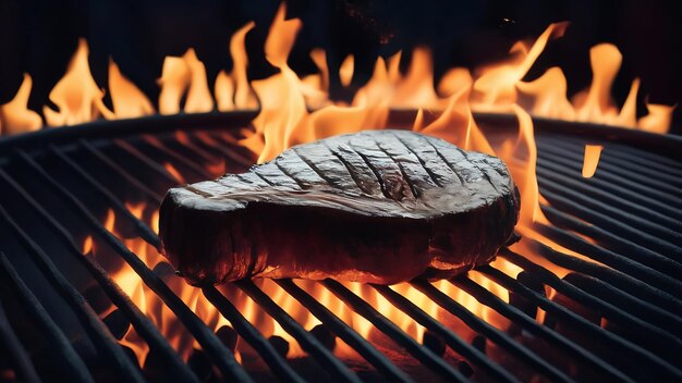 Tbone steak ou porterhouse au grill avec feu ardent flamme nourriture et concept de cuisine génératif ai