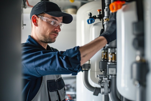 Photo technician repairing a water filter