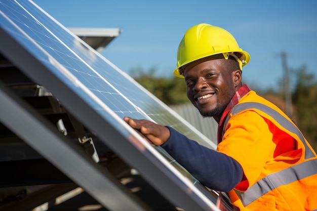 Technicien afro-américain assurant la maintenance des équipements par Ai