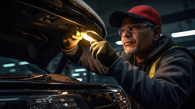 Le technicien examine et remplace méticuleusement la pompe à carburant de la voiture en maintenant une bonne alimentation en carburant du moteur, évitant les problèmes liés au carburant et favorisant une conduite fiable. Généré par l'IA