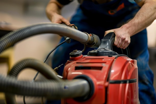 Un technicien de réparation d'aspirateur réparant un aspirateur mettant en évidence l'expertise de réparation de l'aspirator