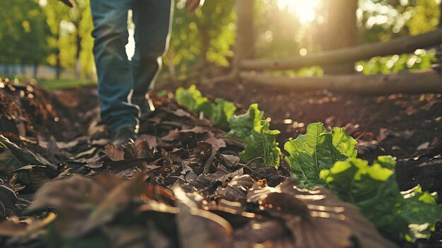 Photo techniques de paillage biologique dans les jardins