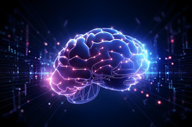 La technologie abstraite Le concept d'informatique AI Les données de travail du cerveau de l'intelligence artificielle