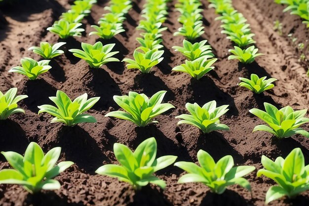 La technologie agricole Les semis sont du sol vert brun Une belle exubérance