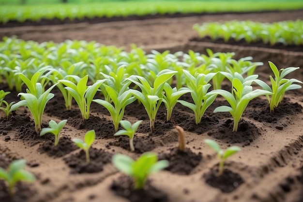 La technologie agricole Les semis sont du sol vert brun Une belle exubérance