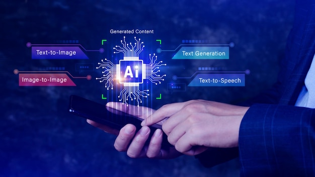 La technologie Ai utilisant Internet connecte Chatgpt Chat avec l'intelligence artificielle AI pour générer du contenu