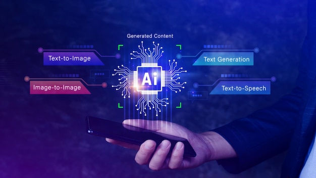 La technologie Ai utilisant Internet connecte Chatgpt Chat avec l'intelligence artificielle AI pour générer du contenu