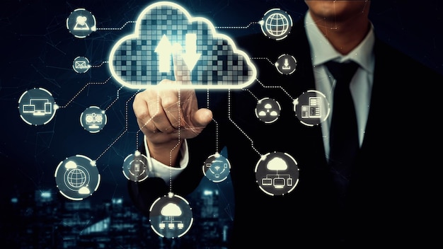 Technologie de cloud computing et stockage de données en ligne pour un concept de réseau d'entreprise astucieux