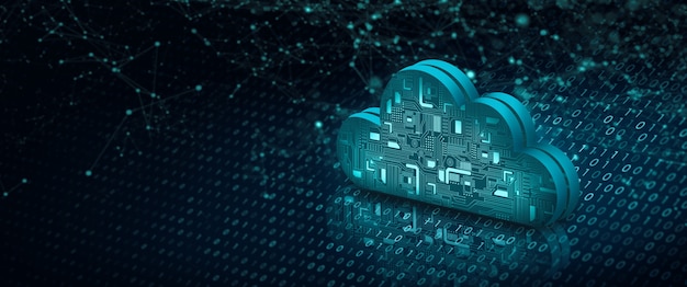 La technologie du cloud computing internet sur le code binaire Cloud Service Cloud Storage Concept