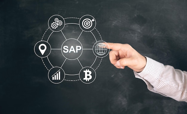 Technologie d'entreprise Internet et concept de réseau Concept d'automatisation du logiciel système SAP sur le centre de données à écran virtuel