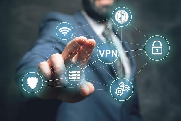 Technologie d'entreprise Internet et concept de réseau Sécurité du réseau VPN Concept de cryptage de la confidentialité sur Internet