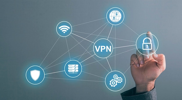 Technologie d'entreprise Internet et concept de réseau Sécurité du réseau VPN Concept de cryptage de la confidentialité sur Internet