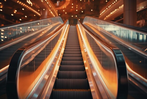 Technologie d'escalator moderne en mouvement flou