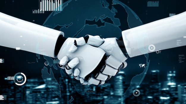 La technologie financière future de Xai contrôlée par un robot humanoïde utilise l'apprentissage automatique