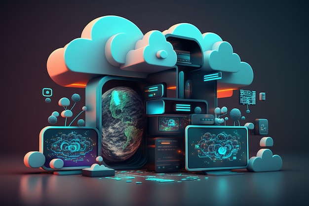 Technologie d'hébergement de cloud computing 3D avec appareils électroniques