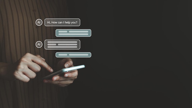 Photo technologie de l'intelligence artificielle chatbot parlez et parlez avec l'ia