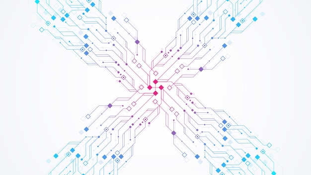Technologie moderne circuit imprimé texture fond design illustration technologies informatiques quantiques...