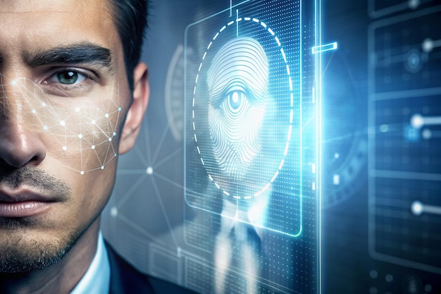 technologie de sécurité biométrique telle que les scanners d'empreintes digitales ou les systèmes de reconnaissance faciale