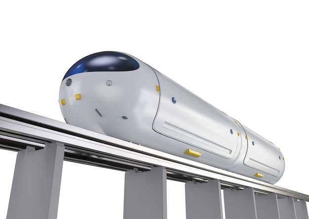 Technologie de transport avec train d'automatisation à grande vitesse de rendu 3d sur chemin de fer
