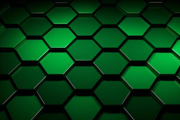 technologie vert foncé arrière-plan vectoriel hexagonal abstrait vert brillant éclats d'énergie sous l'hexagone