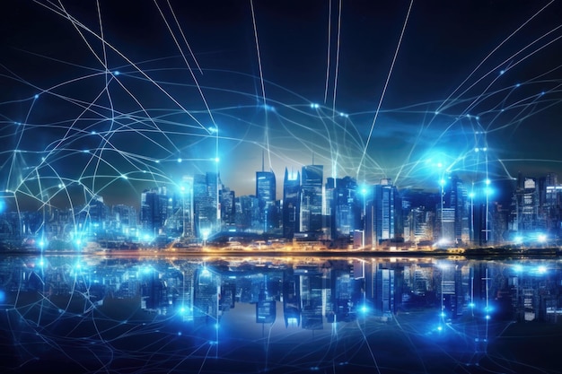 Technologie de ville intelligente avec de grandes données et connexions numériques