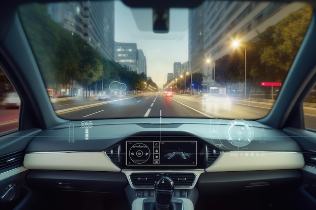Technologie de voiture intelligente moderne système intelligent illustration générée par l'IA